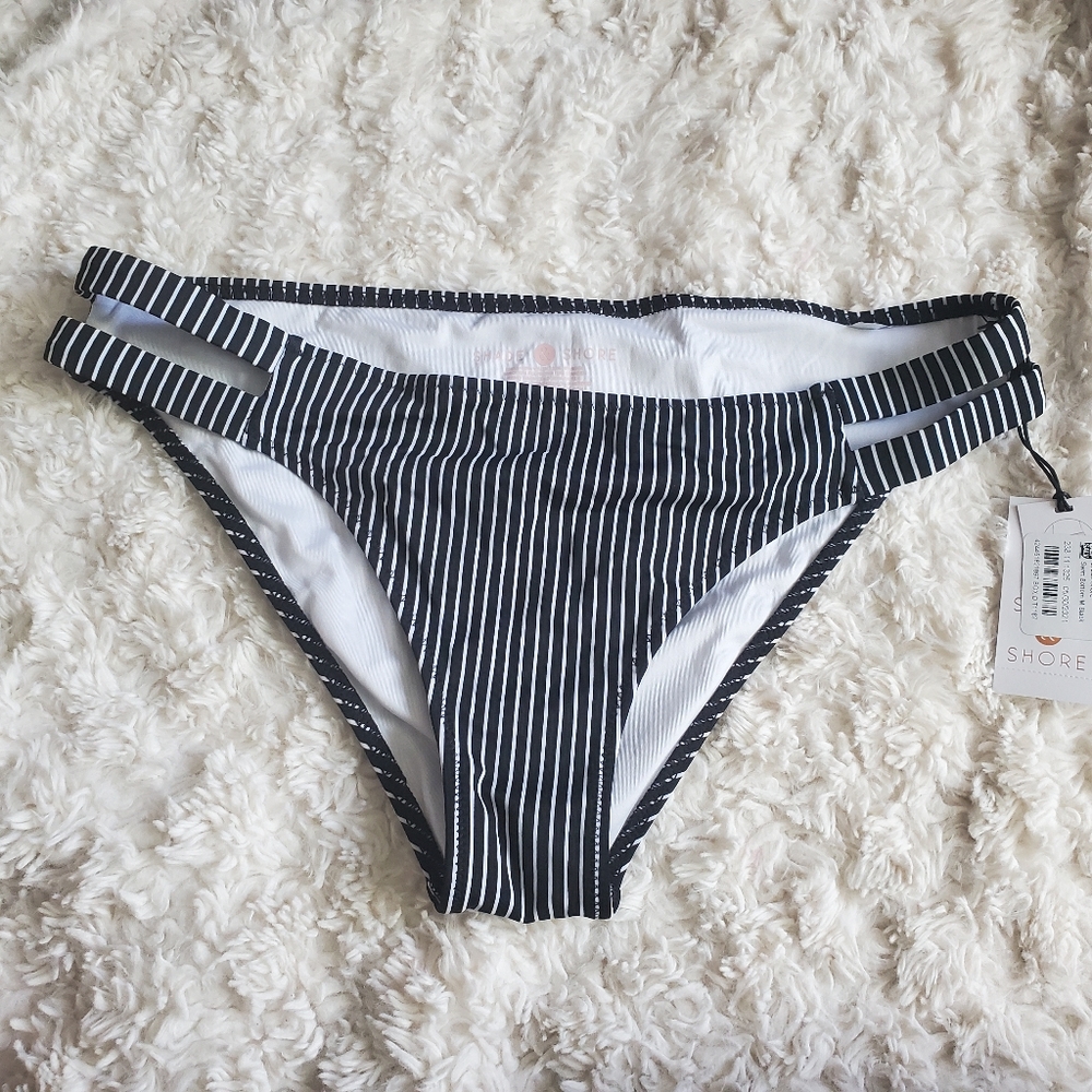 Shade & shore bikini botton size M striped black
